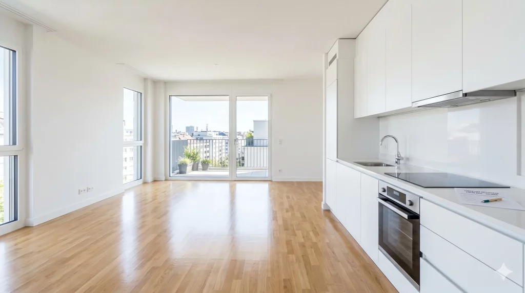Appartement vide et parfaitement nettoyé à Vevey pour un état des lieux de fin de bail réussi avec Swiss Services.