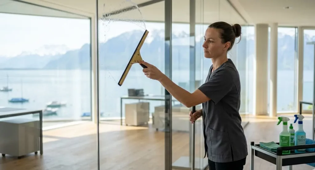 Entreprise de nettoyage à Villeneuve Swiss Services en intervention sur le Chablais